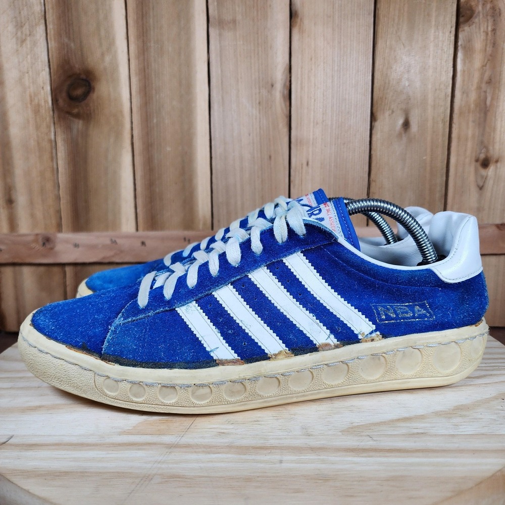 Vintage Kinney NBA Shoes Mens‎ 10.5 Blue White Suede Basketball Low Top 70s Rare